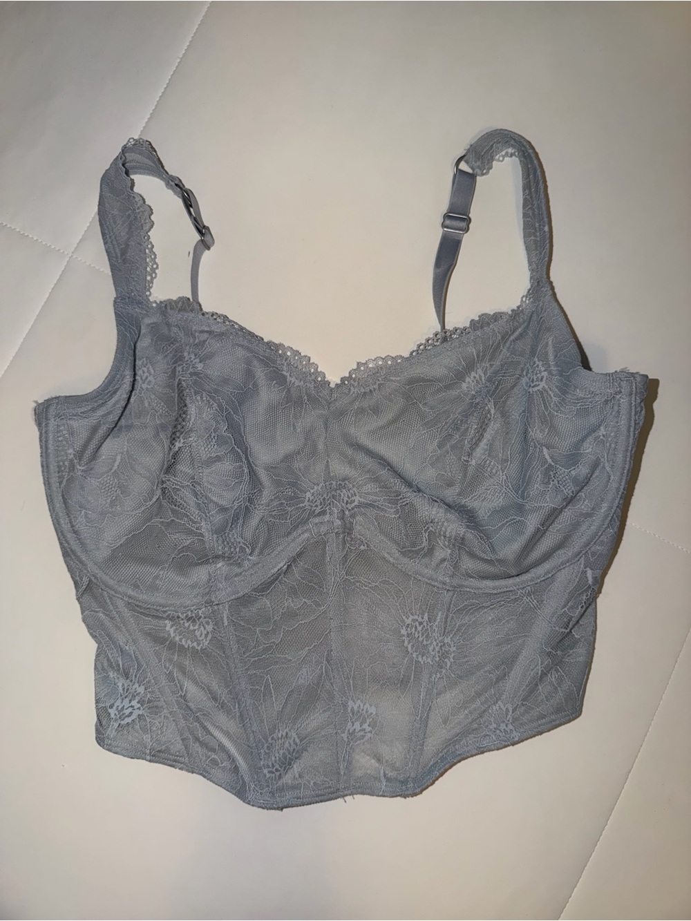 GILLY HICKS/HOLLISTER Lace Longline Bralette in Light blue/gray